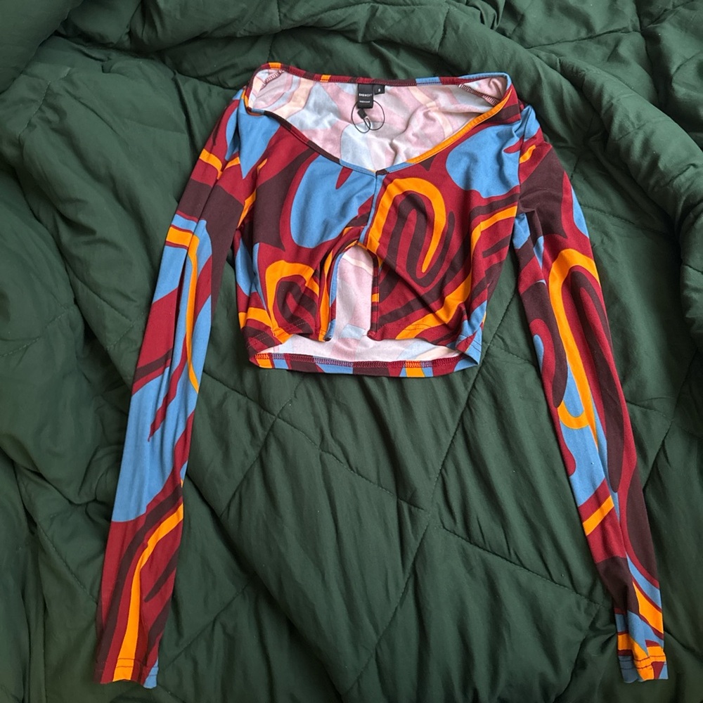 Long sleeved crop top hoodie Burgundy